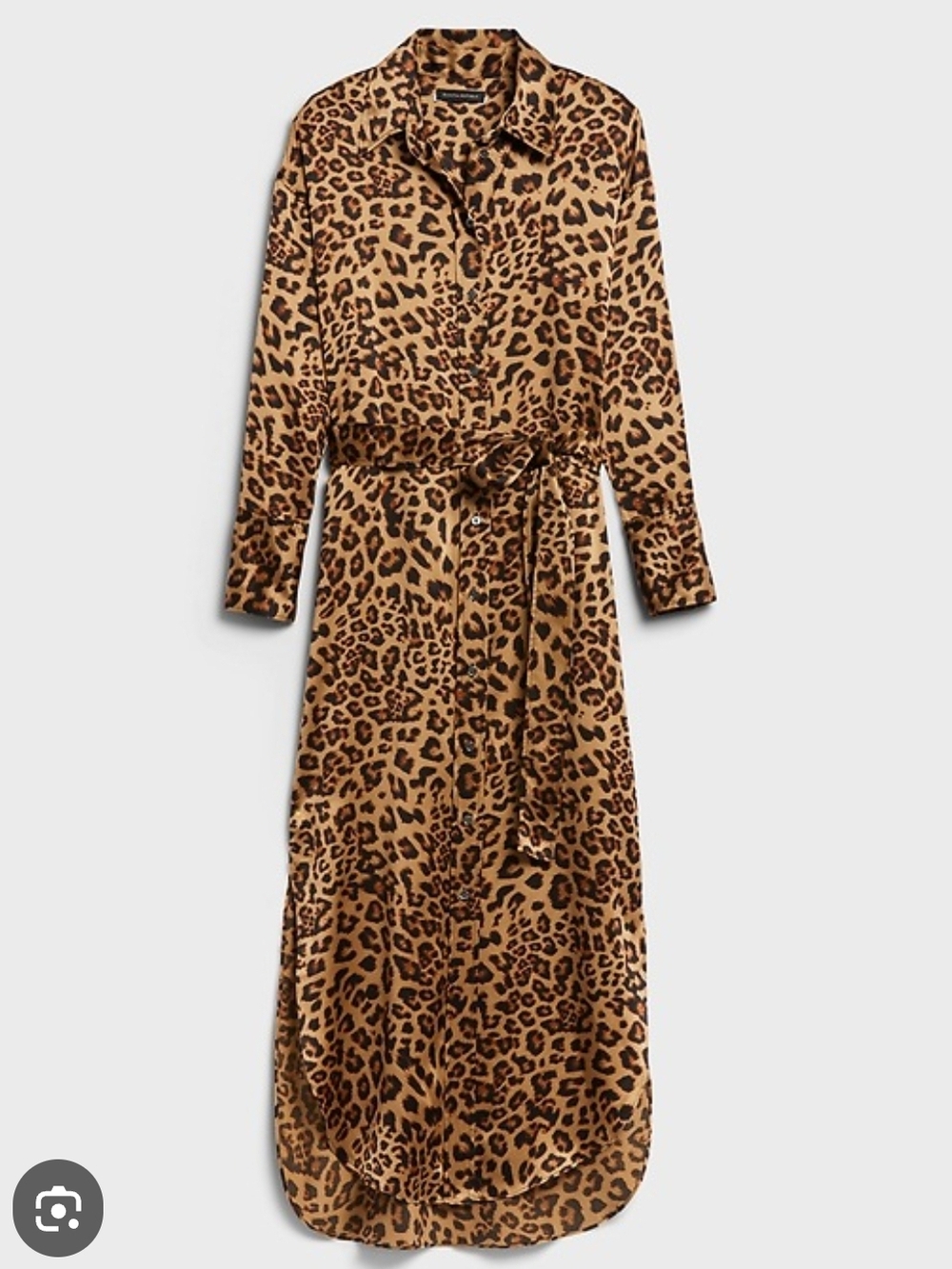 Banana Republic Muse Silk Leopard Print Maxi Shirtdress | Button Front | Size S